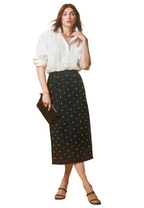 Classic Cotton Denim Midi Skirt (Plus)