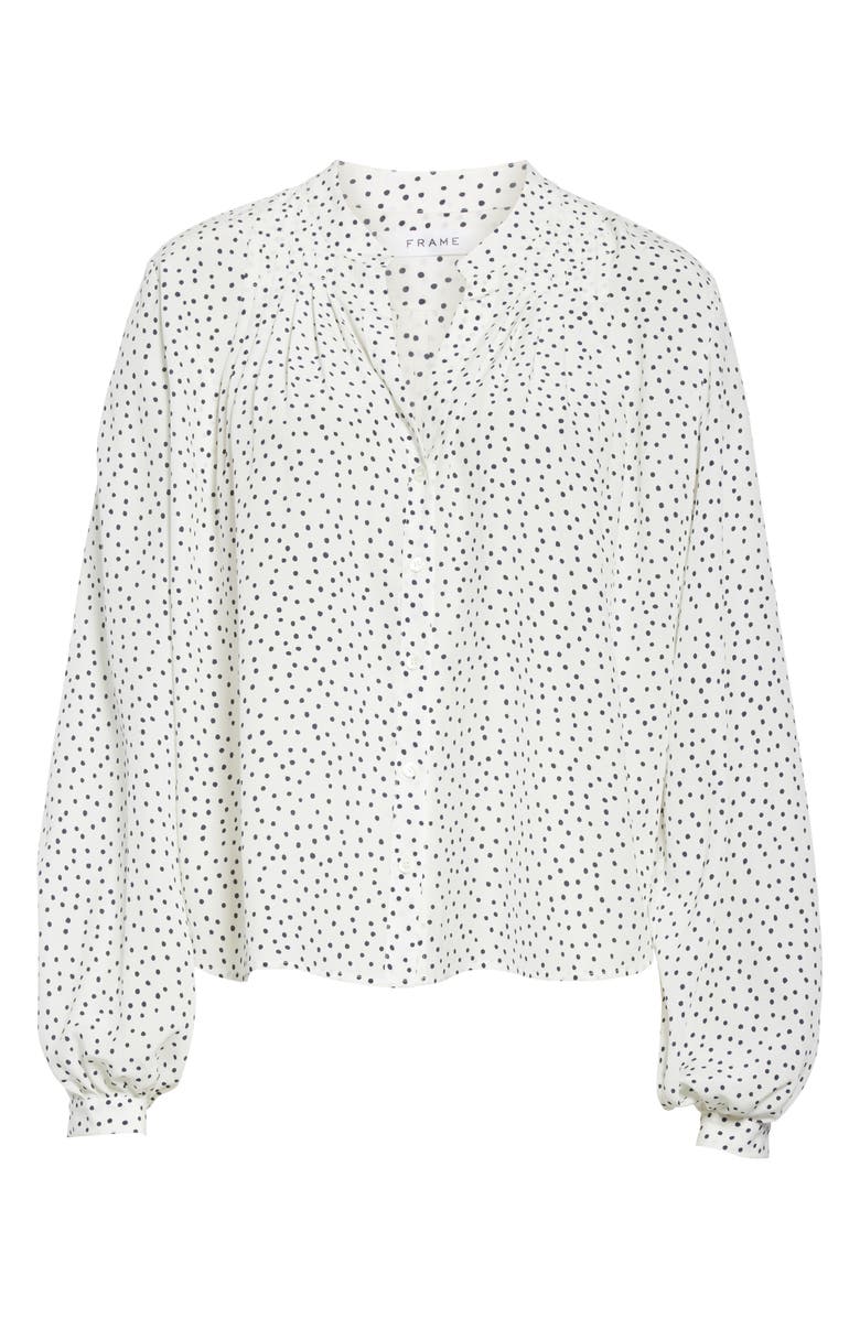 FRAME Polka Dot Pleated Silk Blouse, Alternate, color,