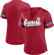 FANATICS Women's Fanatics Crimson Oklahoma Sooners Fundamental Overtime Readiness Athena Lace-Up V-Neck T-Shirt