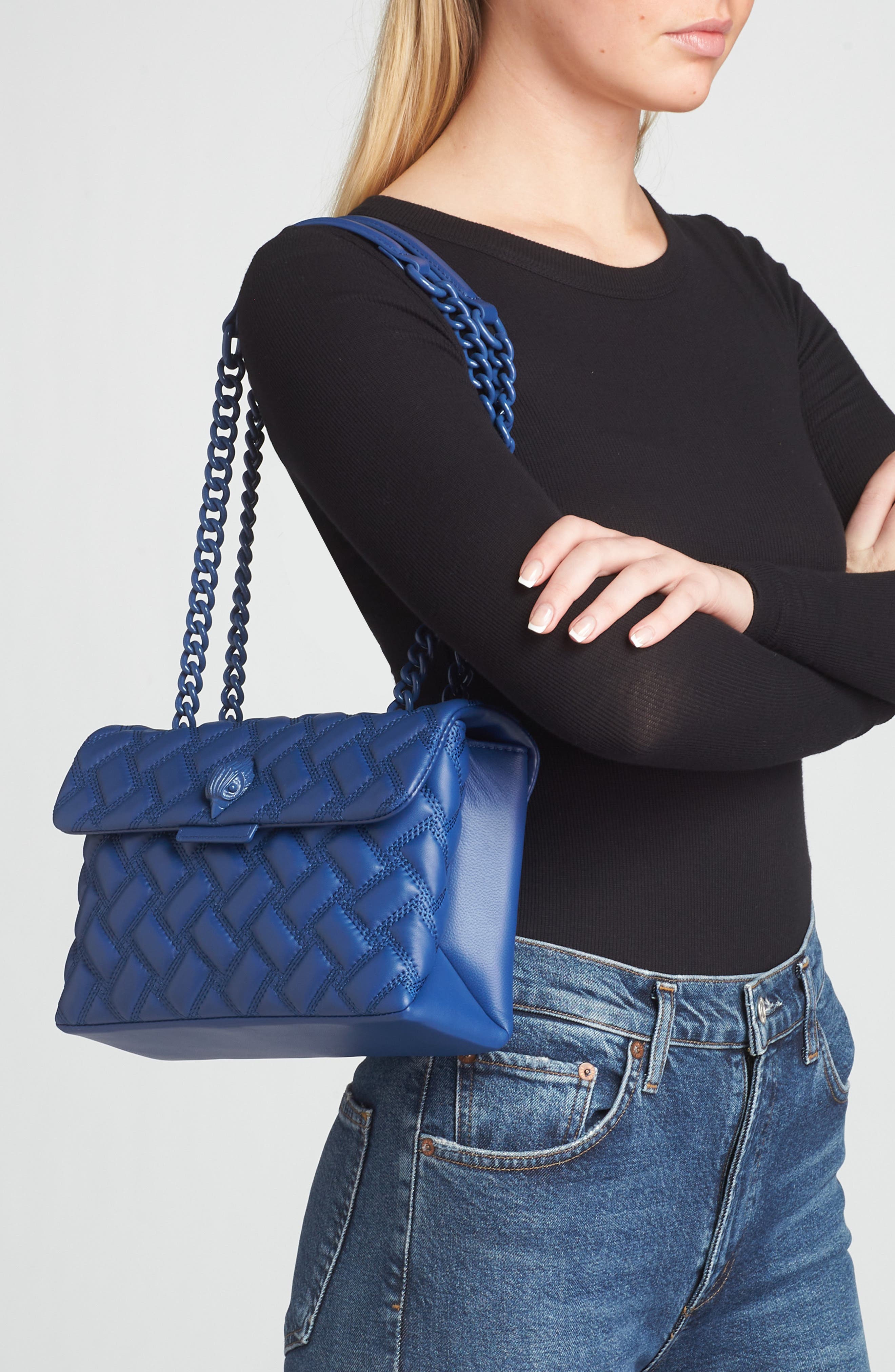 Kurt Geiger London Kensington Drench Quilted Leather Convertible Shoulder Bag, Alternate, color, 