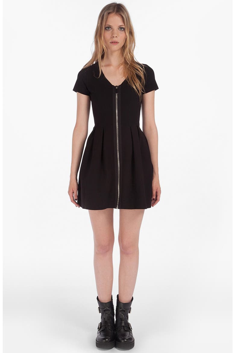 'Datypic' Stretch Fit & Flare Dress, Main, color, NOIR