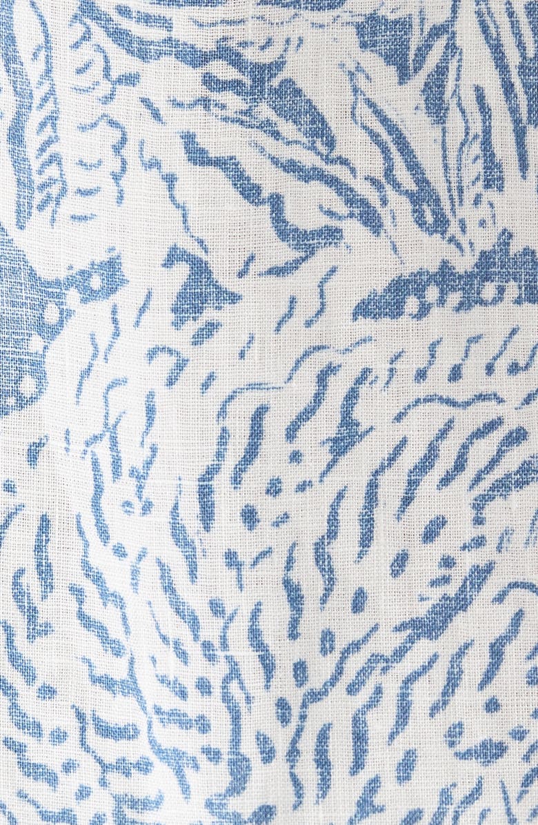 Tommy Bahama Antigo Vines Leaf Print Short Sleeve Linen Button-Up Shirt, Alternate, color, Kingfish