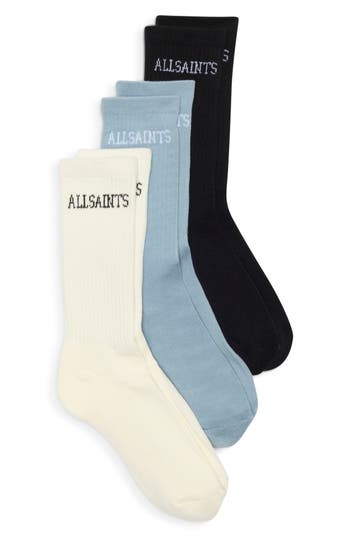 Allsaints 3-pack Classic Sport High Cut Socks In Blue