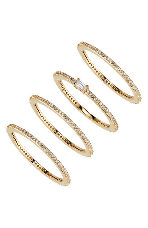 Pave The Way Set of 4 Cubic Zirconia Stacking Rings
