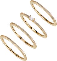Nadri Pave The Way Set of 4 Cubic Zirconia Stacking Rings