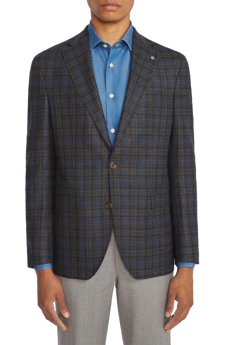 Jack Victor Midland Unconstructed Plaid Wool Sport Coat, Main, color, 