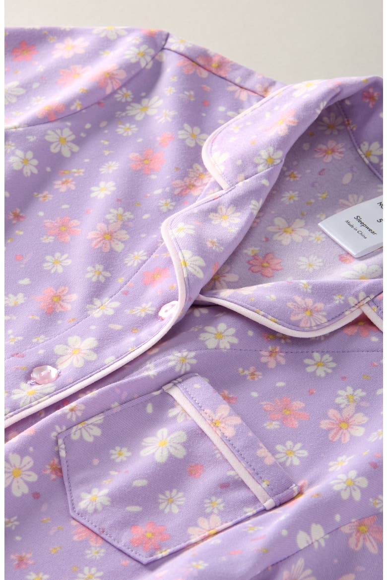 Kids' Print Two-Piece Short Pajamas, Alternate, color, PURPLE MULTI FLORAL