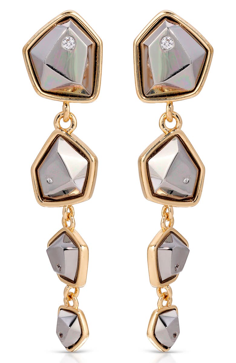 Ettika Faceted Metal Drop Earrings, Main, color, Rhodium