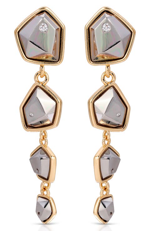 Faceted Metal Drop Earrings