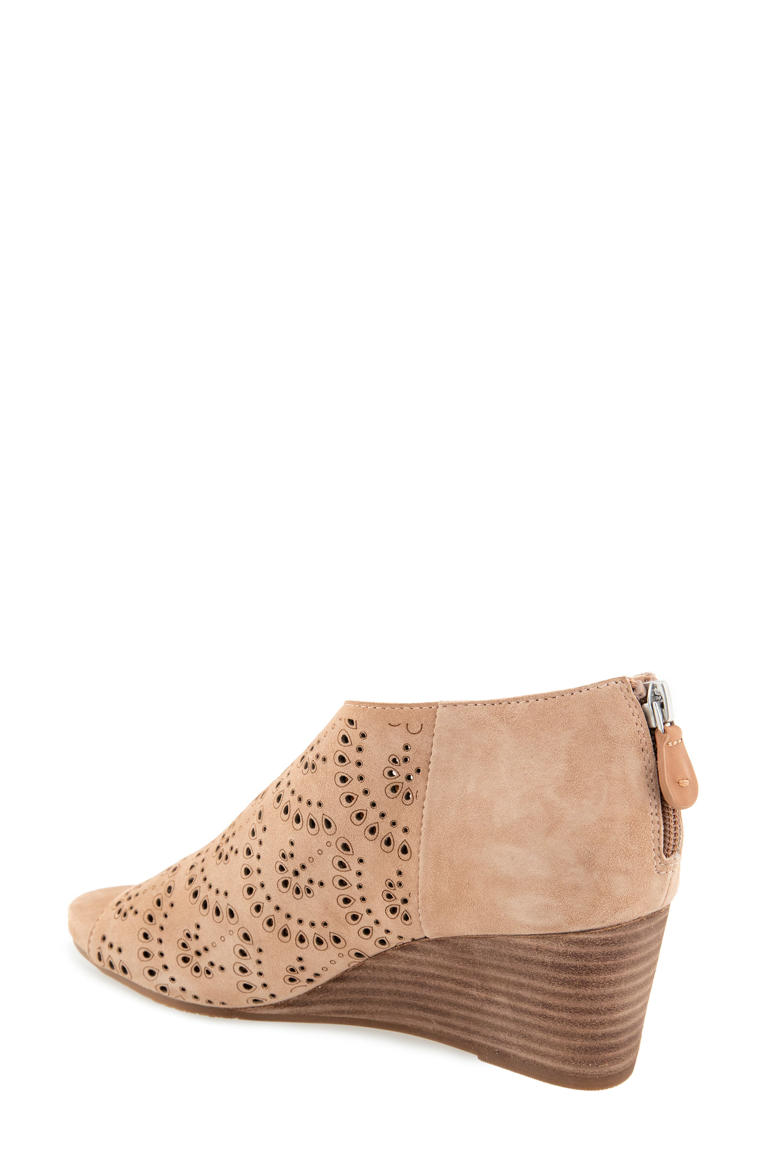 Talerie Perforated Wedge Sandal, Alternate, color, PORCINI SUEDE