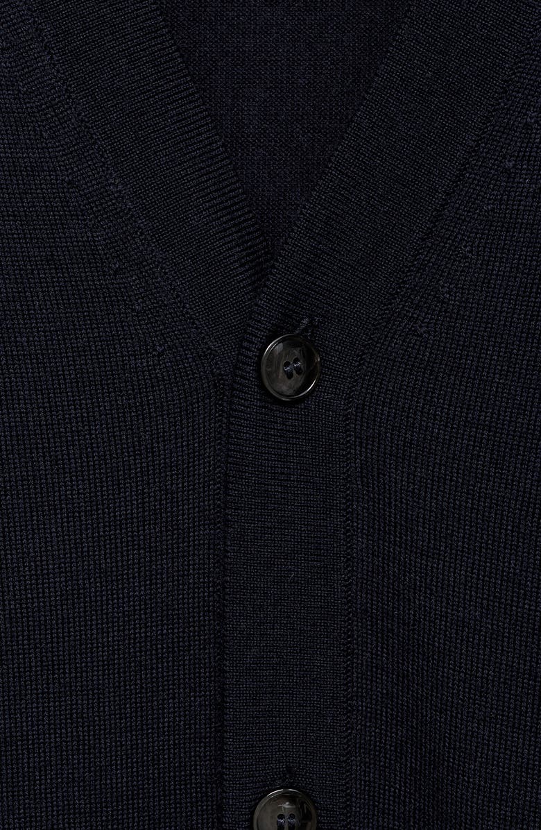MANGO Solid Wool Cardigan, Alternate, color, Navy