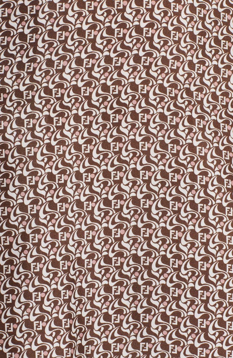 Fendi Floating Petal Long Sleeve Silk Twill Midi Dress, Alternate, color,