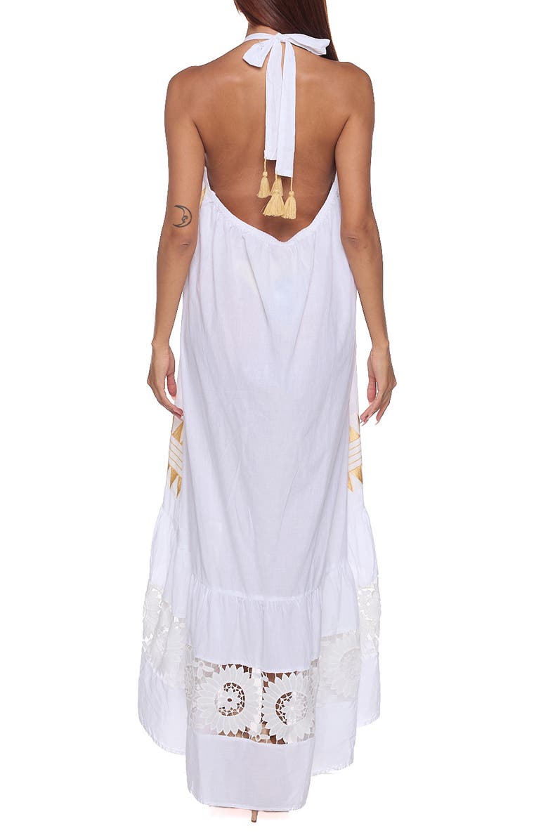 RANEES Halter Cotton Maxi Sundress, Alternate, color, White