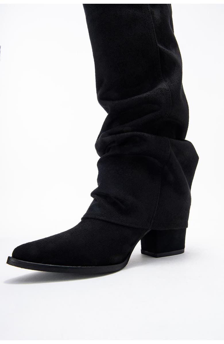 Prologue Shoes Elaris Block Heel Knee High Boot, Alternate, color, Black Suede Faux Leather