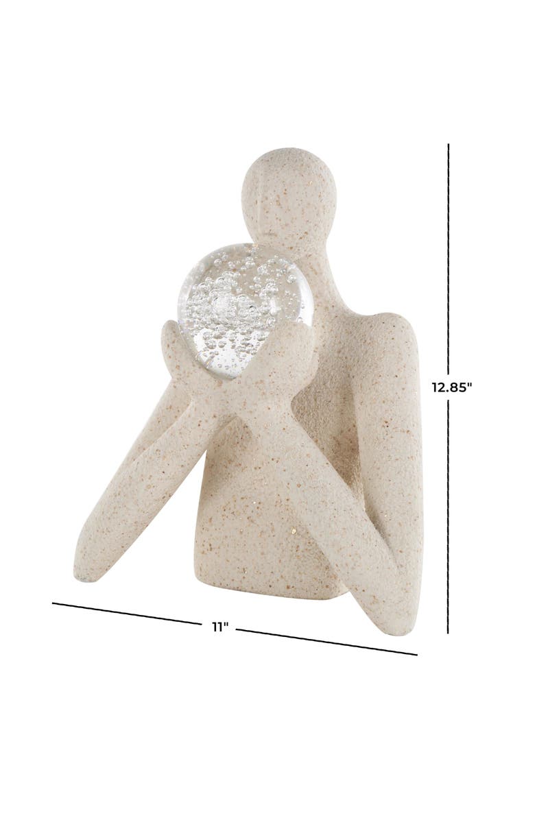 UMA Human with Glass Ball Sculpture, Alternate, color, Cream