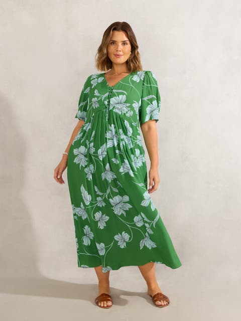 Floral Print Lace Up Dress