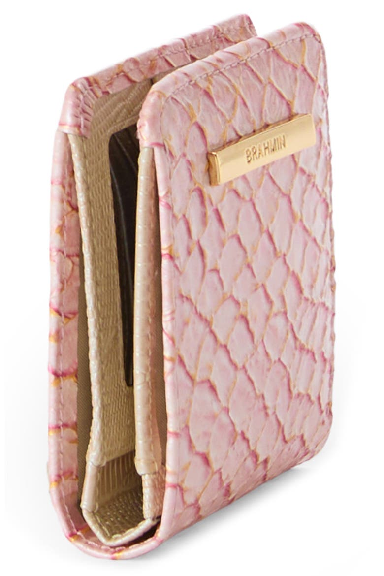 Jane Snakeskin Embossed Leather Bifold Wallet, Alternate, color, PINK