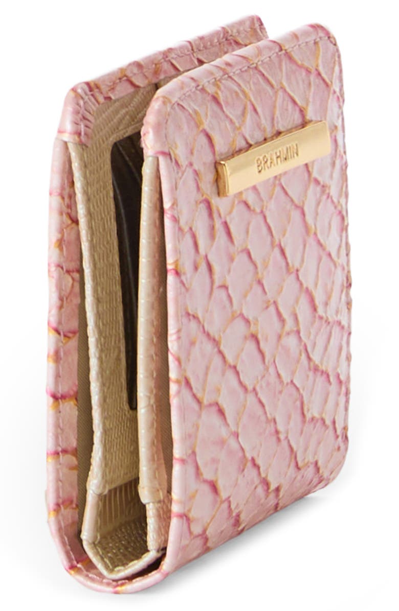 Brahmin Jane Snakeskin Embossed Leather Bifold Wallet, Alternate, color, Pink