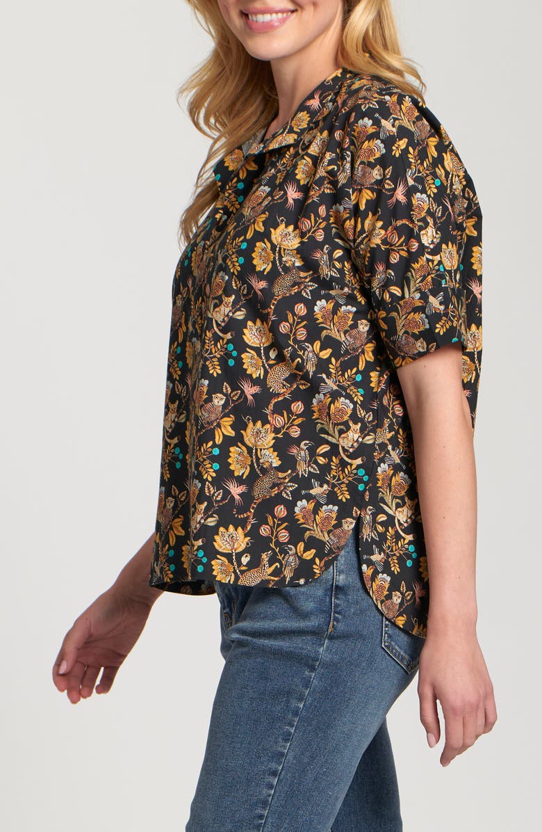 APNY Floral Cotton Popover Top, Alternate, color, Black Multi