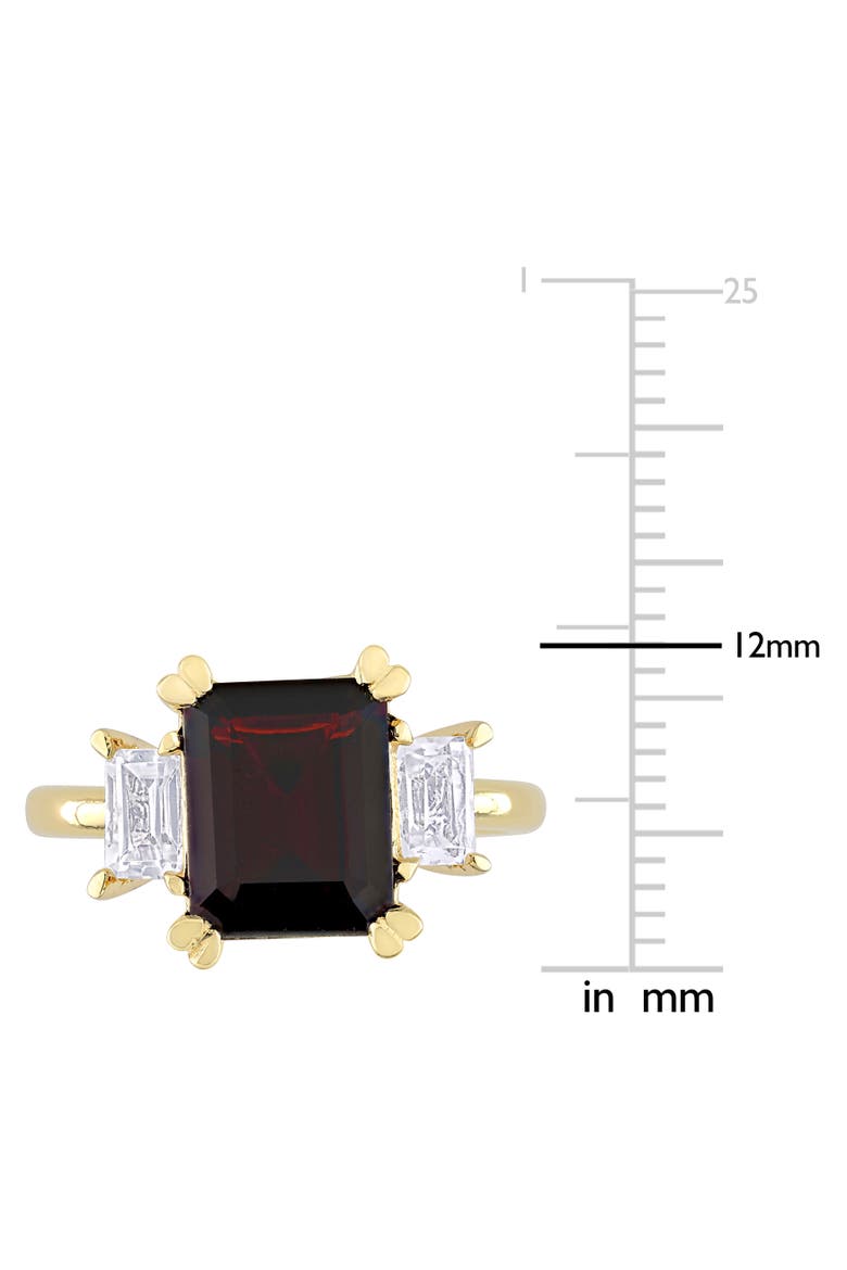 Gemstones Octagon 3-Stone Ring, Alternate, color, Garnet/Yellow-Plated