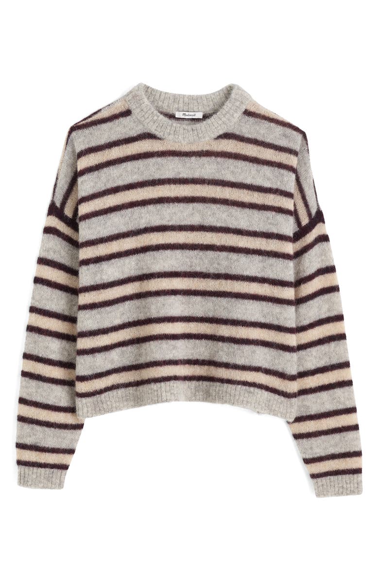 Madewell Stripe Alpaca Blend Sweater, Alternate, color, Black Iris Trio