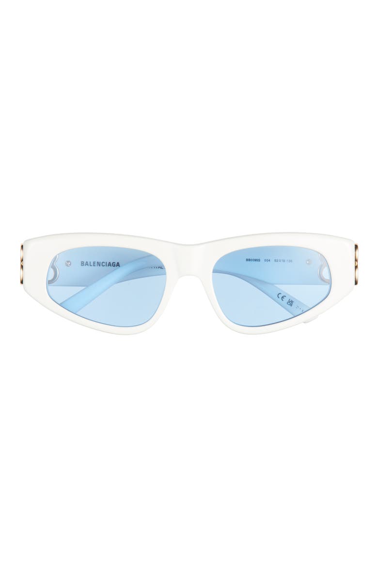 53mm Cat Eye Sunglasses, Main, color, WHITE GOLD LIGHT BLUE