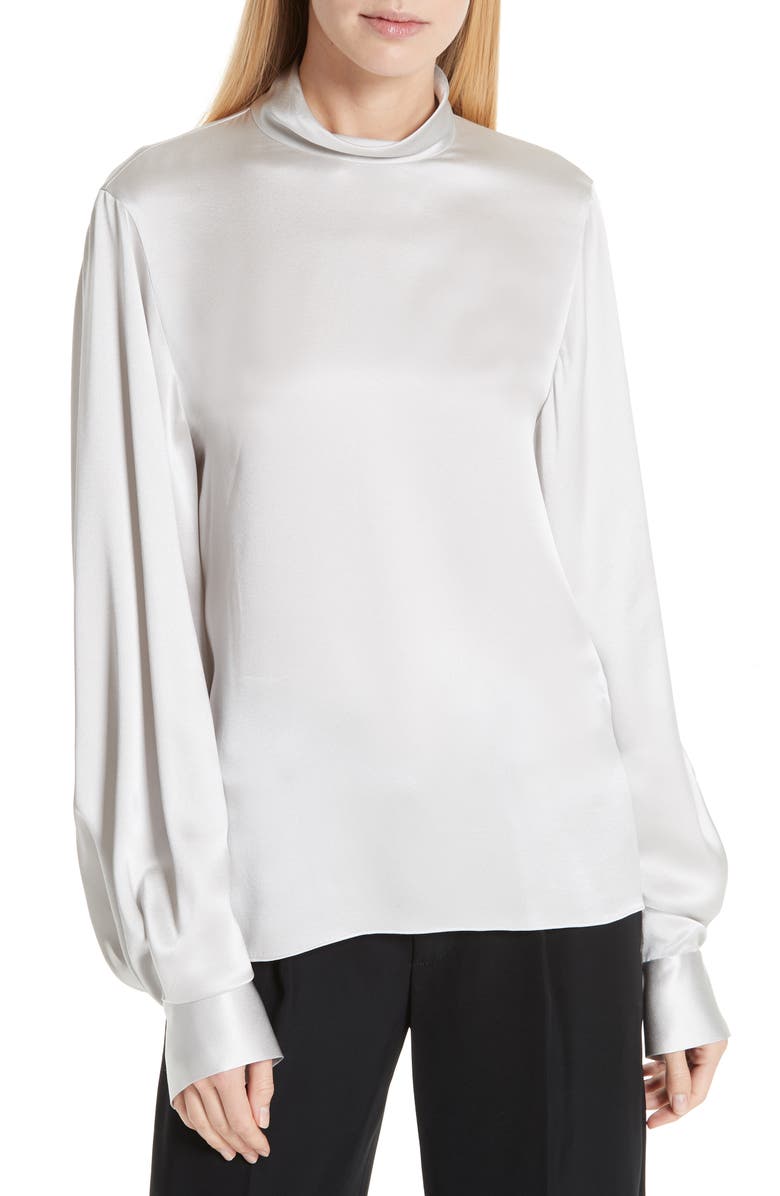 Vince High Neck Silk Blouse, Main, color, 