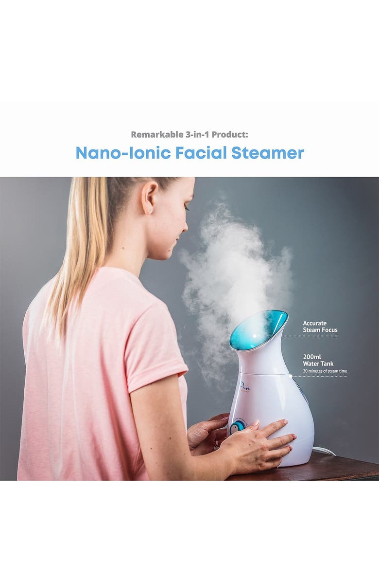 PURE DAILY CARE NanoSteamer Large 3-in-1 Ionic Facial Steamer with Bonus 5-Piece Stainless Steel Skin Kit, Alternate, color,