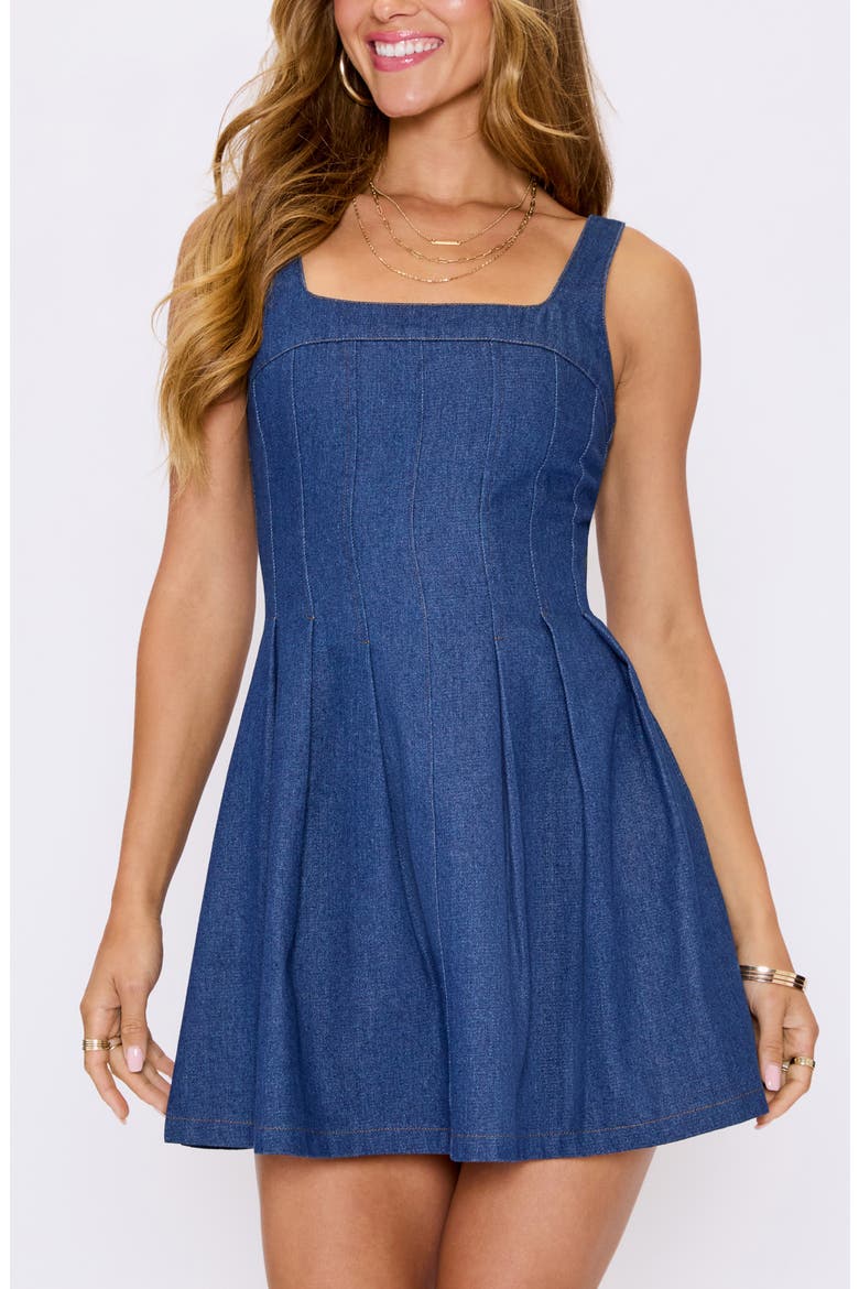 Odette Denim Minidress, Alternate, color, DENIM
