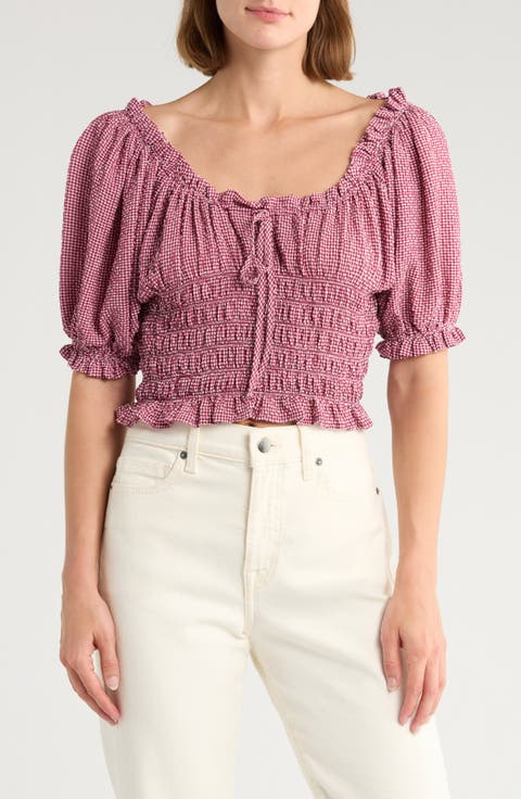 Smocked Bubble Sleeve Top