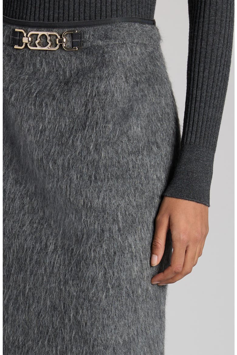 Fuzzy Wool Blend Skirt, Alternate, color, INTENSE GRAY MELANGE