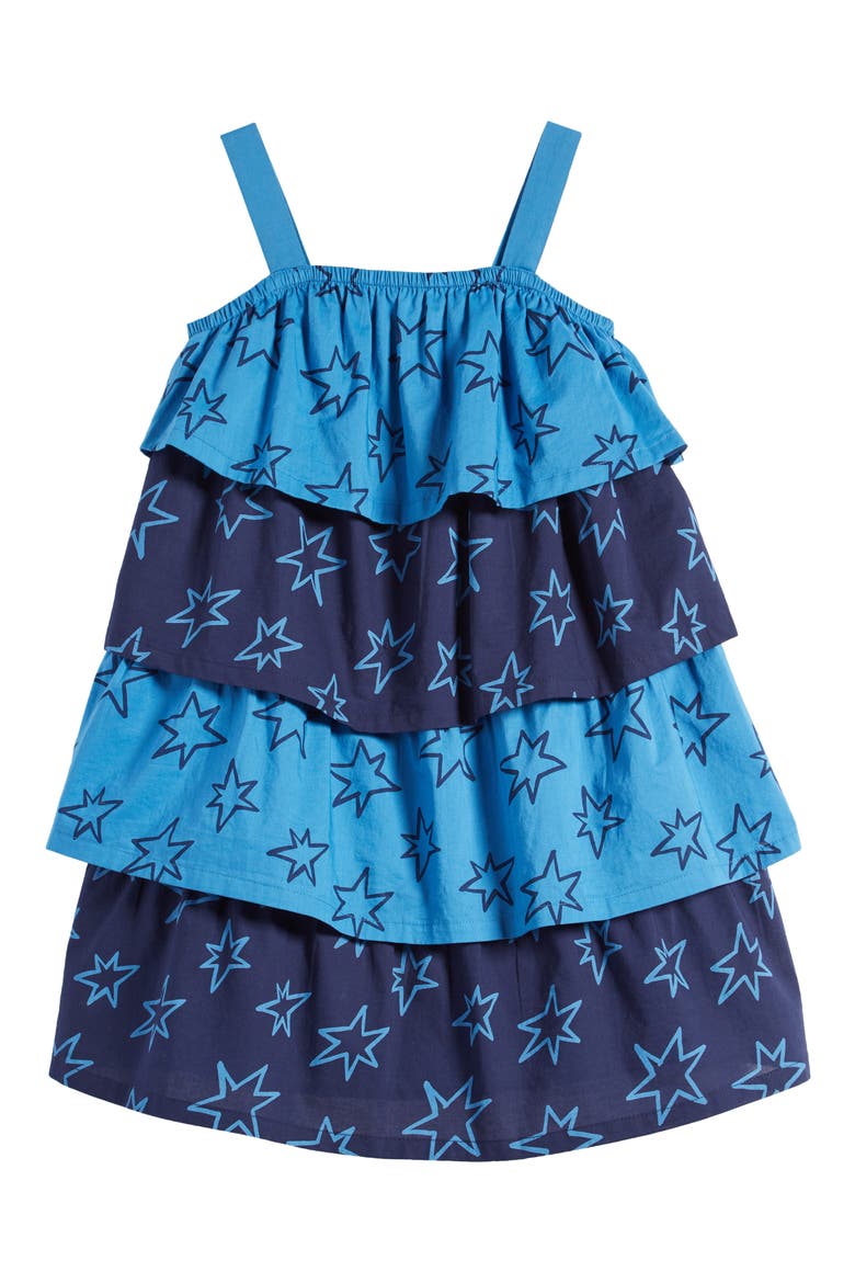 Kids' Tiered Dress, Main, color, BLUE VALLARTA POP STARS BLOCK