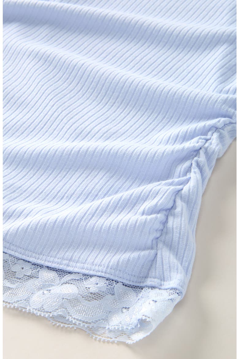 Kids' Ruched Lace Trim Tee, Alternate, color, BLUE FEATHER