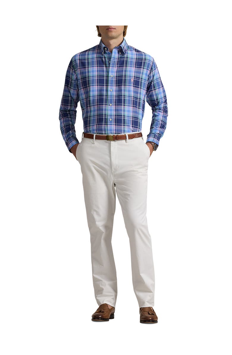 Polo Ralph Lauren Big & Tall Performance Oxford Sport Shirt, Alternate, color, Navy Pink