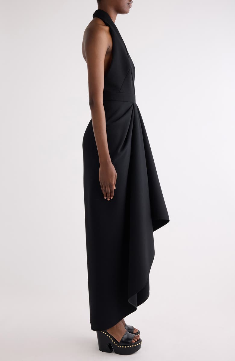 Givenchy Draped Stretch Wool Blend Halter Dress, Alternate, color, Black