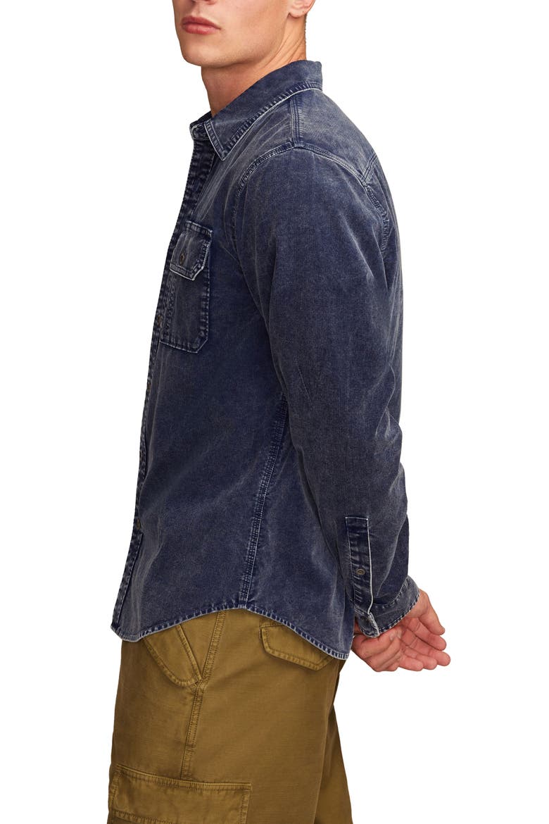 Indigo Cotton Corduroy Button-Up Shirt, Alternate, color, INDIGO