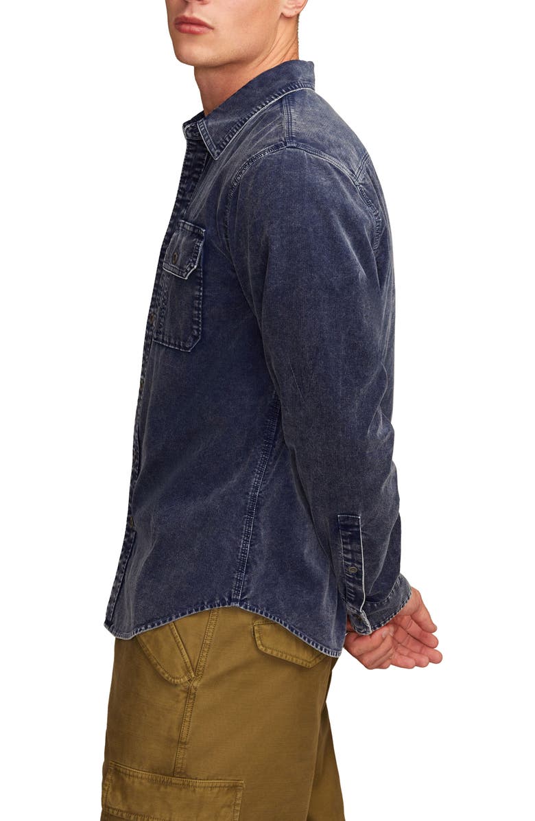Lucky Brand Indigo Cotton Corduroy Button-Up Shirt, Alternate, color, Indigo