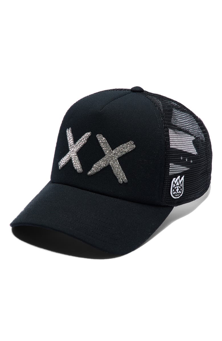 Cult of Individuality XX Crystal Embellished Trucker Hat, Main, color,