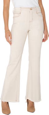 Liverpool Los Angeles Gia Glider Frayed Pull-On Flare Jeans