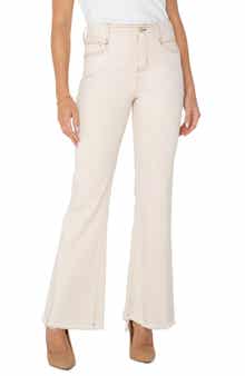 Liverpool Los Angeles Gia Glider Frayed Pull-On Flare Jeans