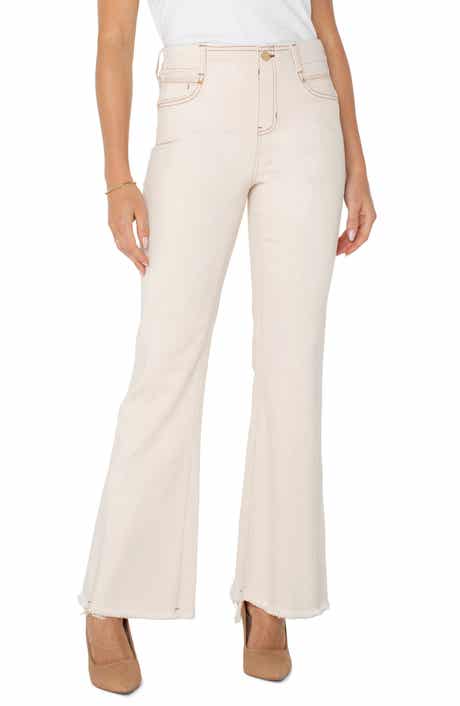 Liverpool Los Angeles Gia Glider Frayed Pull-On Flare Jeans