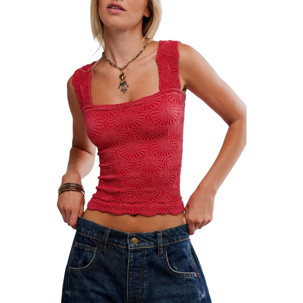 Free People Love Letter Floral Knit Camisole In Red