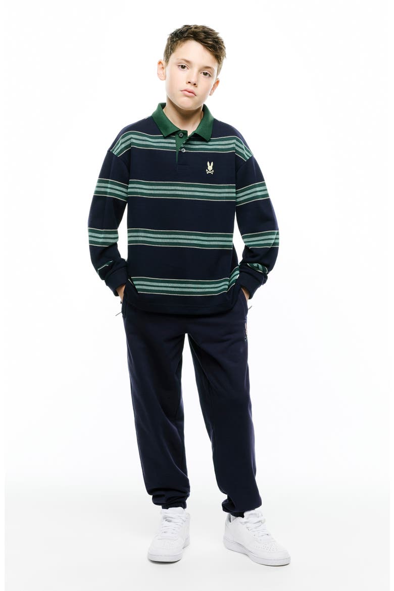 Kids' Drew Striped Long Sleeve Polo, Alternate, color, BARITONE BLUE