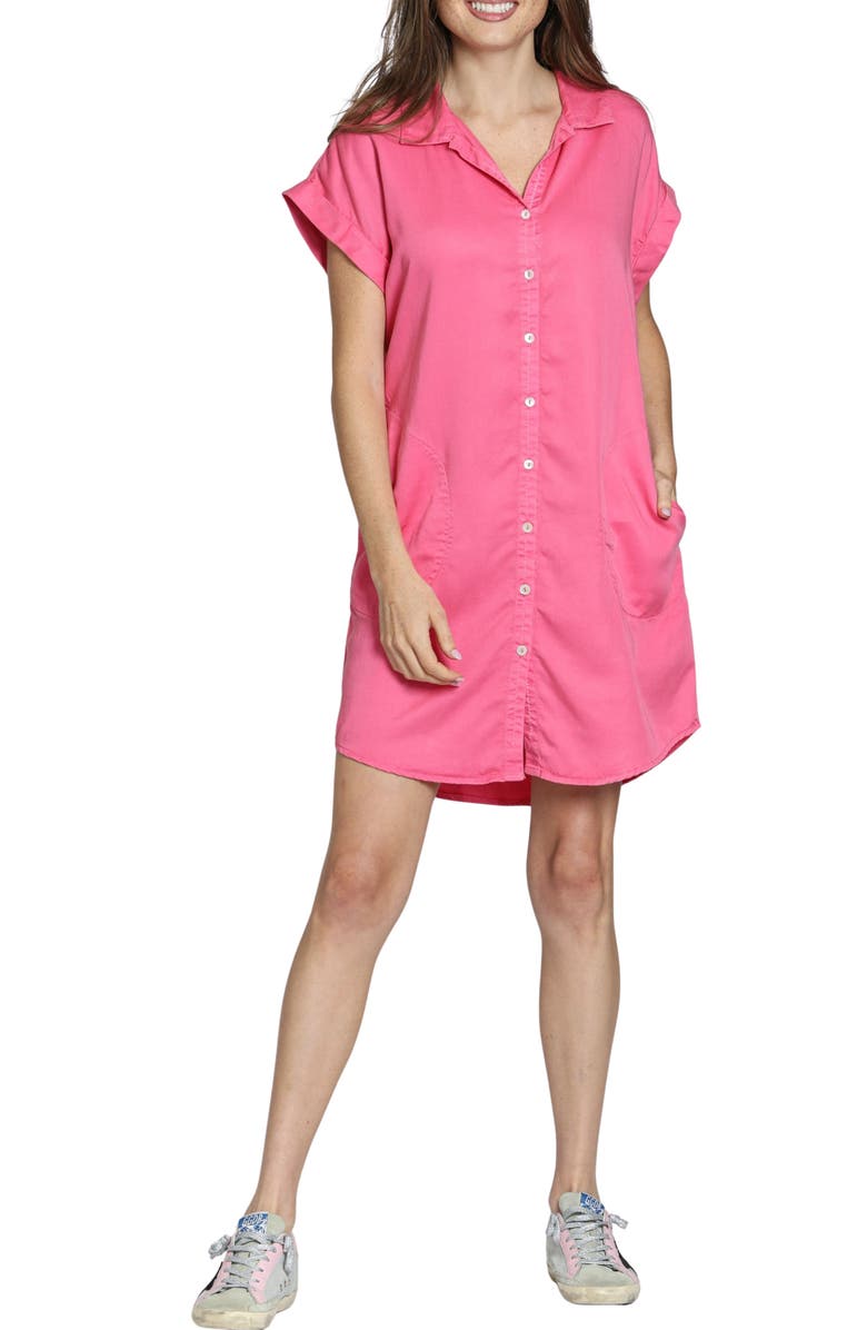 APNY Scoop Pocket Shirtdress, Main, color, Pink