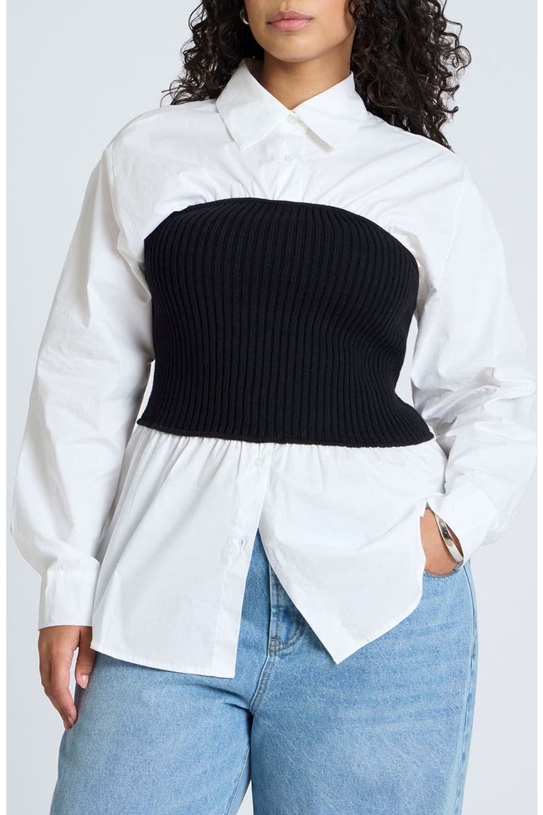 Sweater Tube Twofer Top, Main, color, BLACK AND WHITE