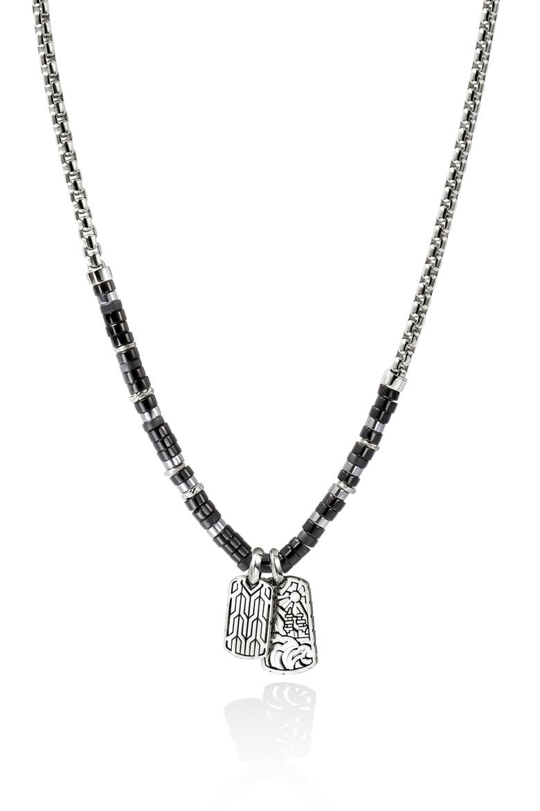 Heishi Tag Necklace Sterling Silver, Alternate, color, SILVER