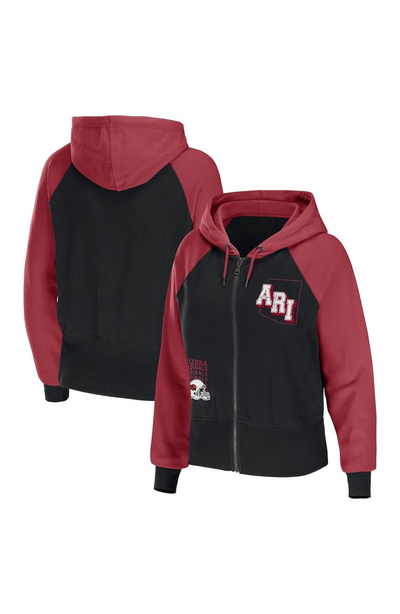 WEAR by Erin Andrews Women's WEAR by Erin Andrews Black Arizona Cardinals Colorblock Lightweight Full-Zip Hoodie, Main, color,