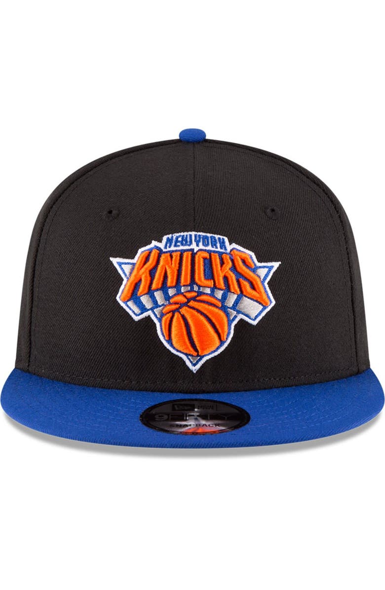 New Era Men's New Era Black/Blue New York Knicks 2-Tone 9FIFTY Adjustable Snapback Hat, Alternate, color, 