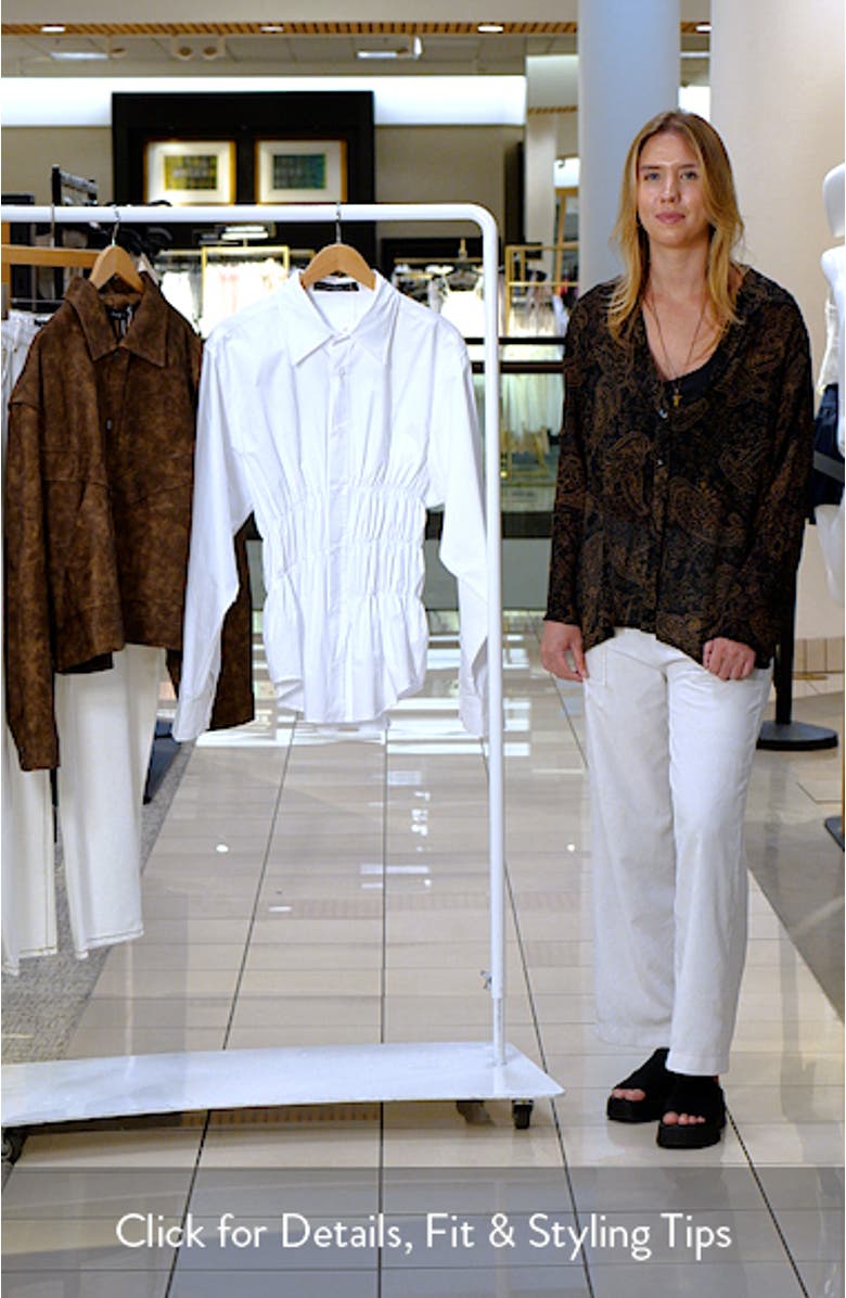 Chloe Shirred Cotton Button-Up Shirt, sales video thumbnail