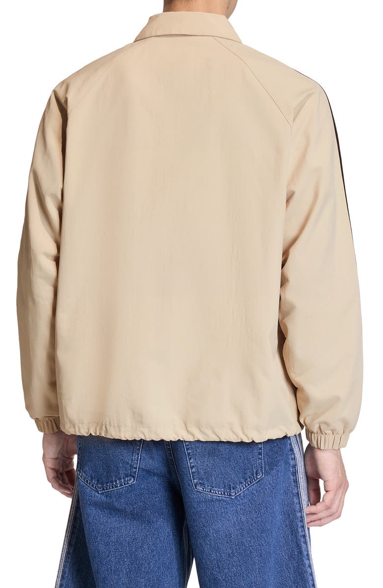 adidas 3-Stripes Snap-Up Nylon Jacket, Alternate, color, Stone Khaki